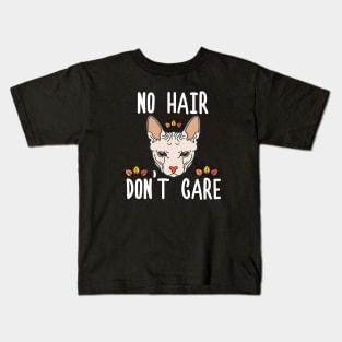 "No Hair Don't Care" Sphynx Cattitude Kids T-Shirt